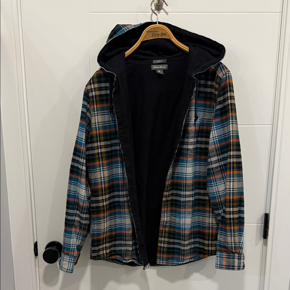 Eddie Bauer 100% cotton lined Multicolor Plaid Shirt Jacket
